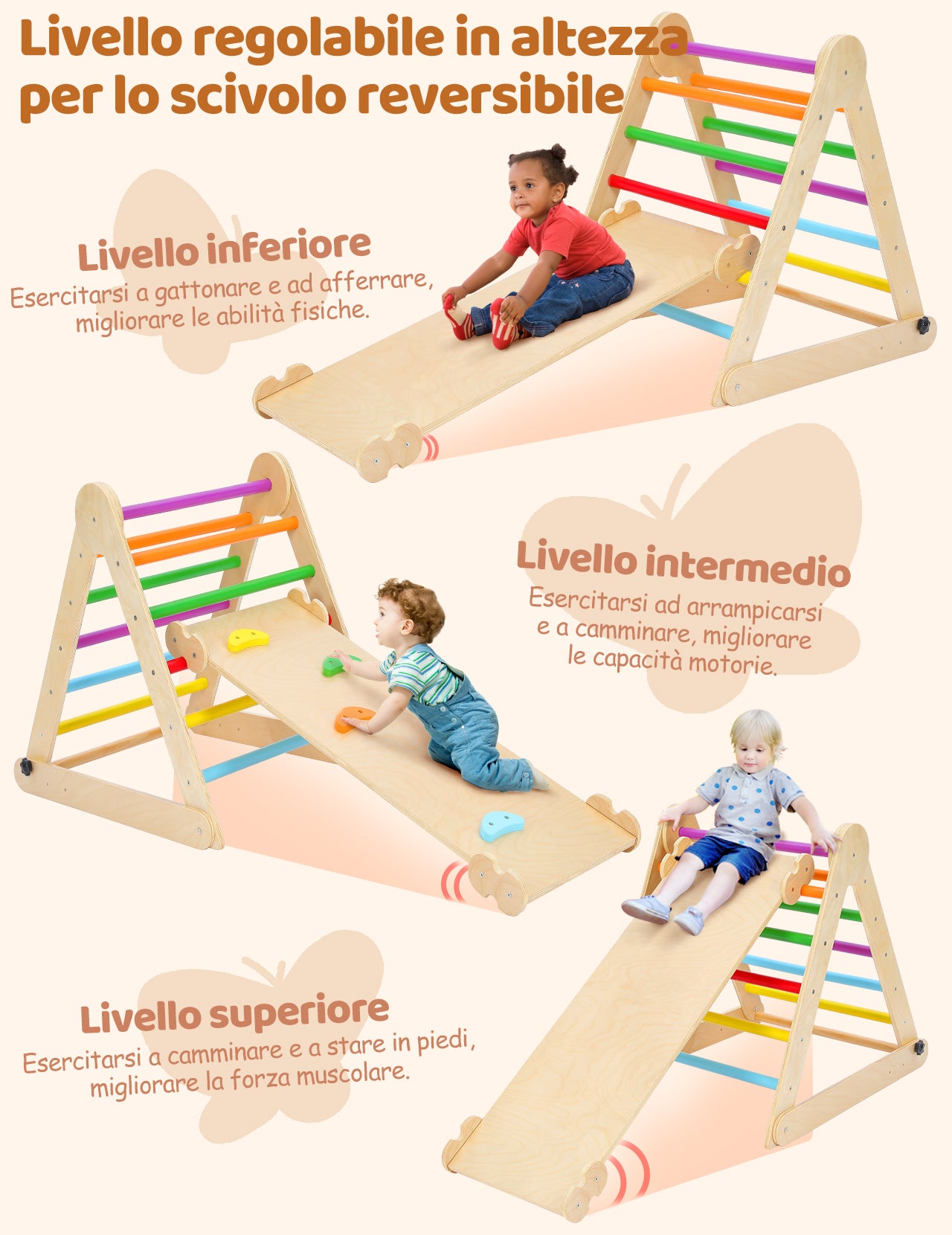 YOLEO Arrampicata per Bambini Triangolo di Arrampicata Pieghevole con Scivolo ad Arco