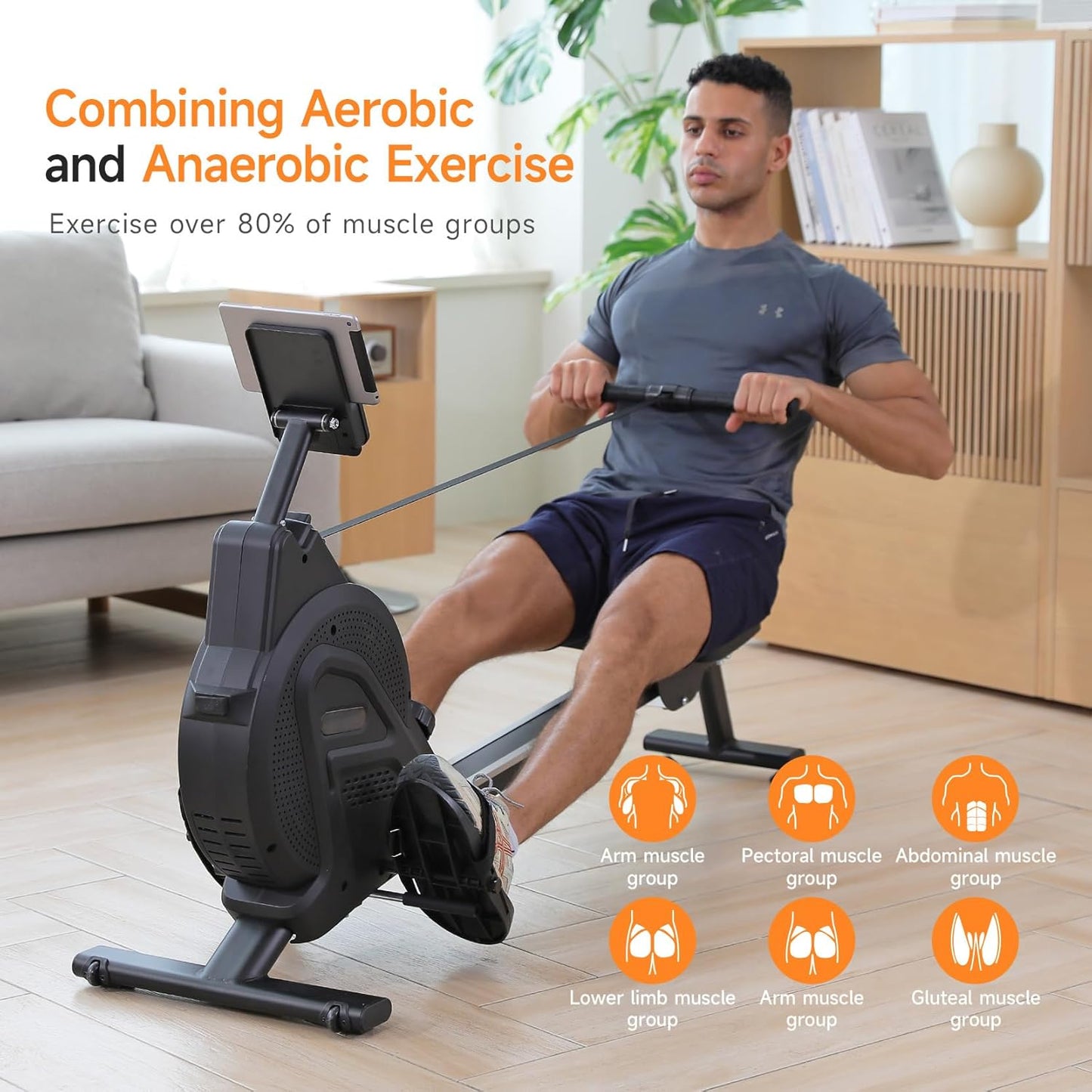 YOLEO Magnetic Rowing Machine, 15 Resistance Levels,Aluminium Slide