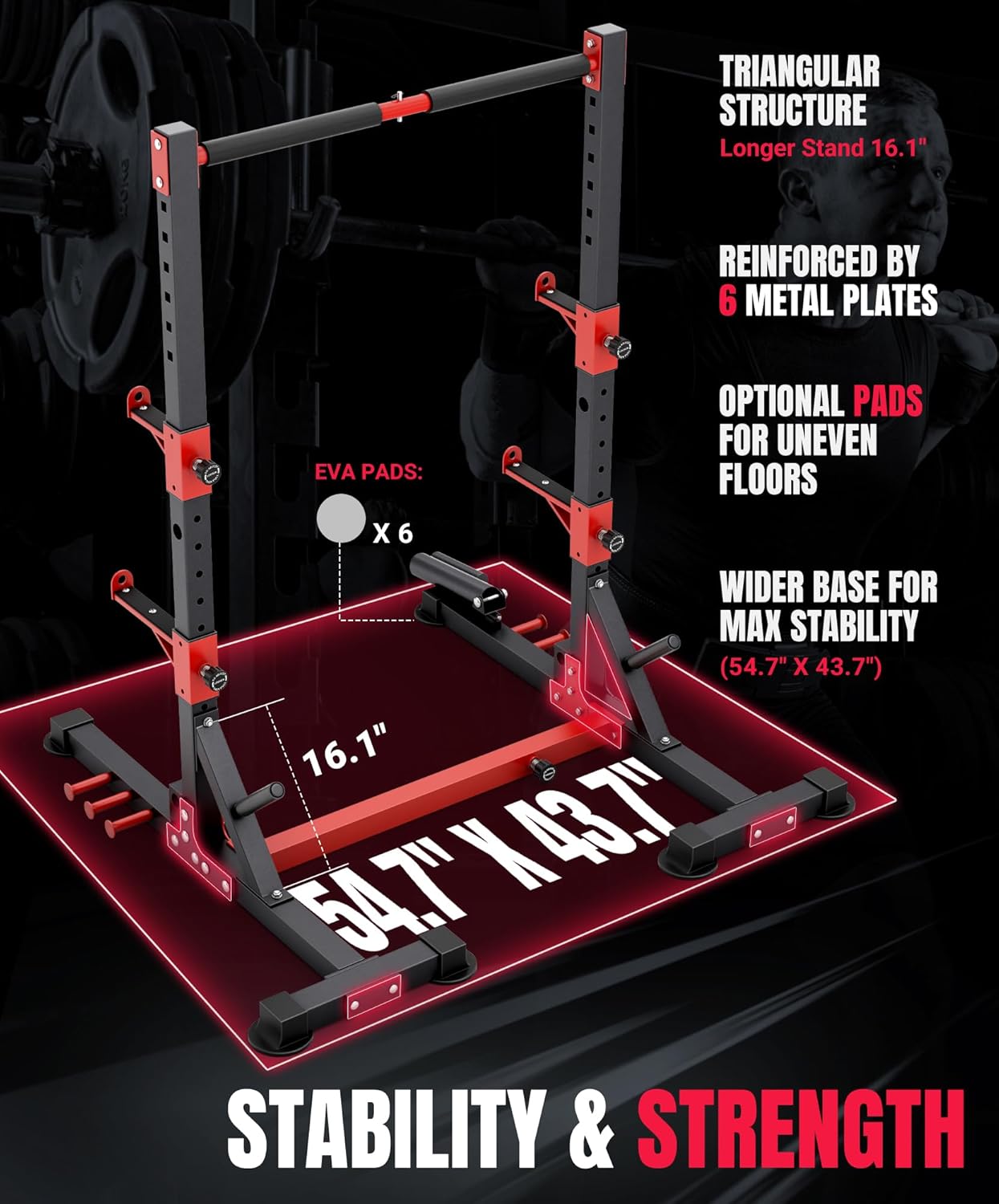 YOLEO Adjustable Multi-Functional Power Squat Rack