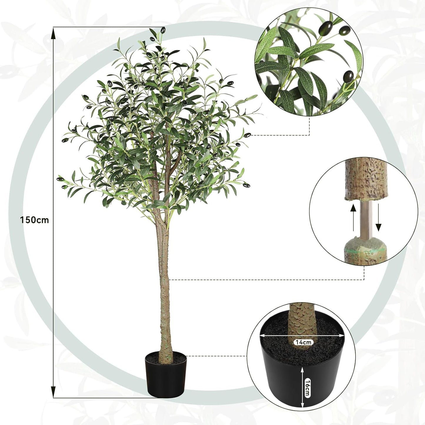 YOLEO Artificial Bamboo Tree 5FT Tall Faux Silk Plant