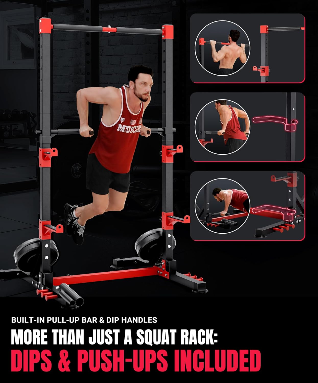 YOLEO Adjustable Multi-Functional Power Squat Rack