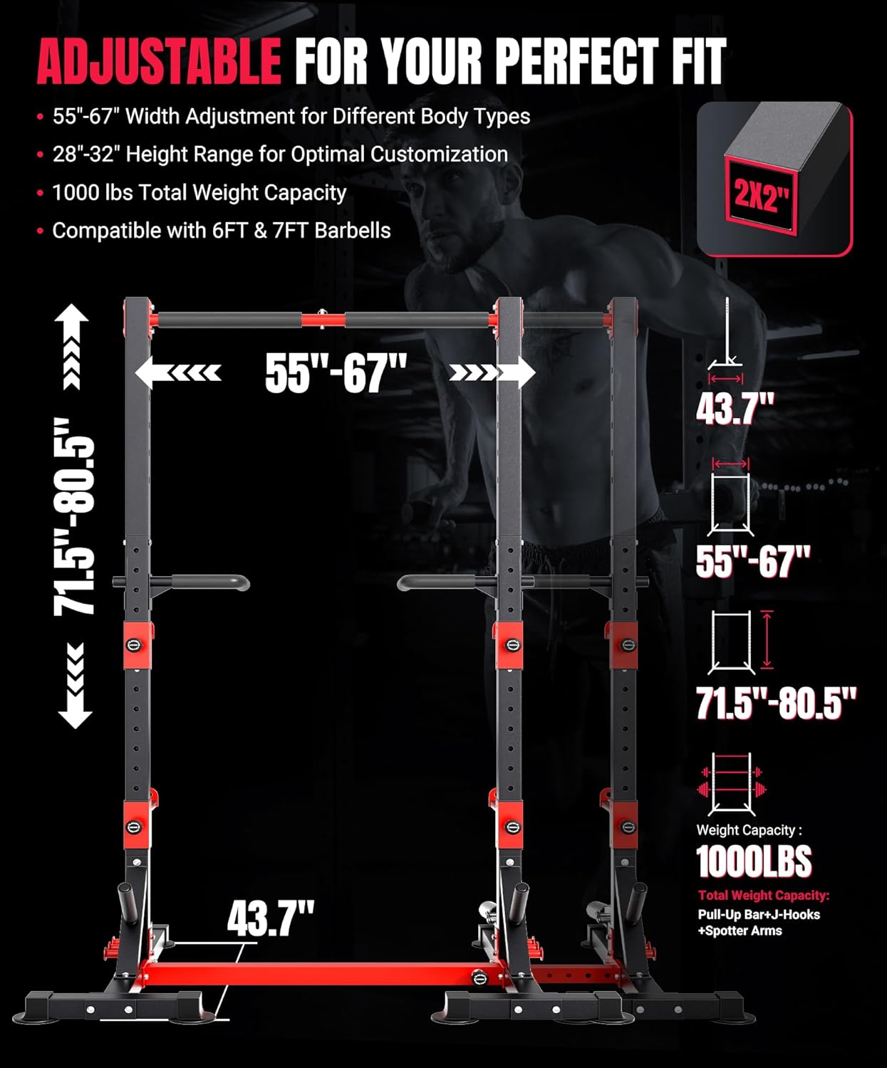 YOLEO Adjustable Multi-Functional Power Squat Rack