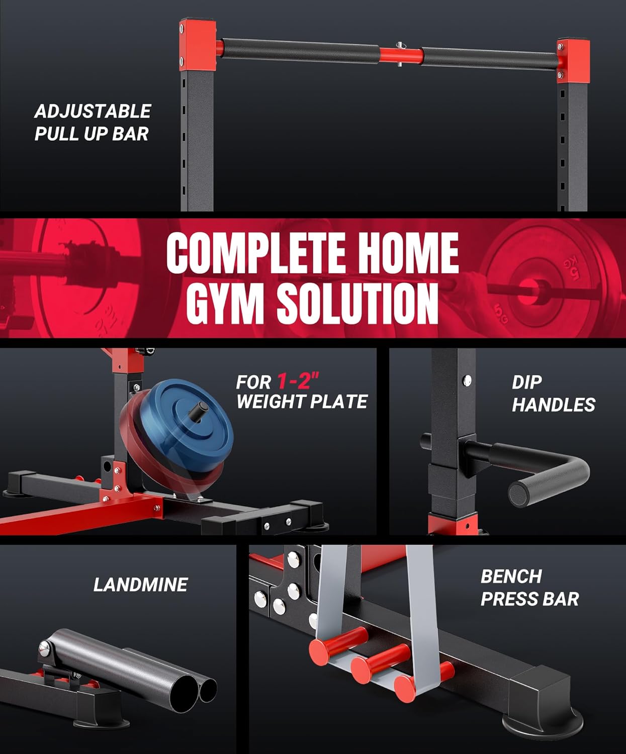 YOLEO Adjustable Multi-Functional Power Squat Rack