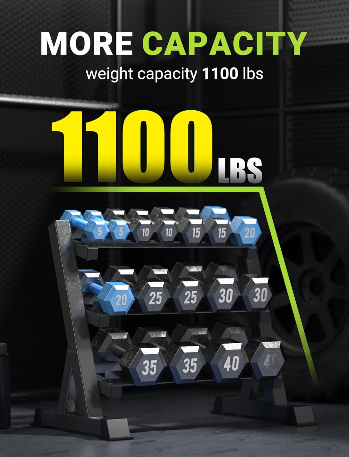 YOLEO Adjustable 3 Tier Weight 1100LBS Dumbbell Rack