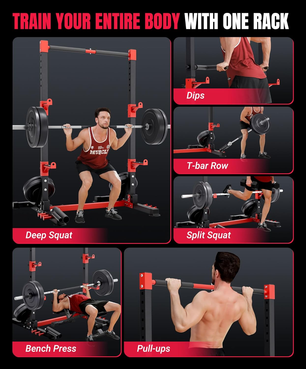 YOLEO Adjustable Multi-Functional Power Squat Rack