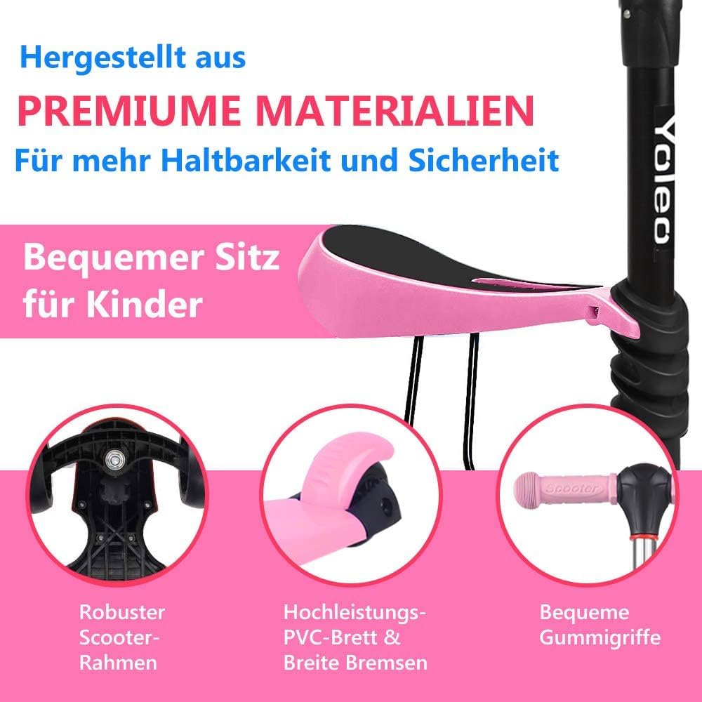 YOLEO 3-in-1 Children's Scooter with Removable Seat
