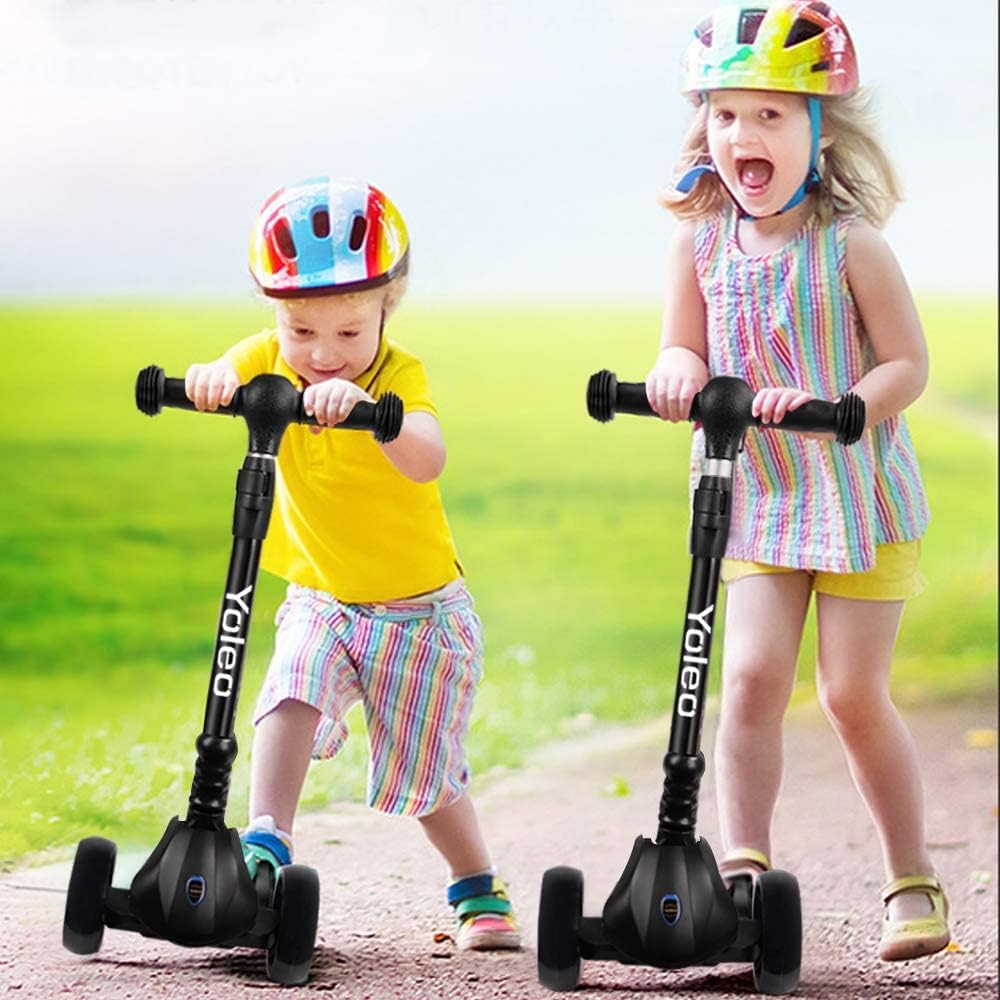 YOLEO Children's Scooter, Tricycle Scooter with LED Wheels