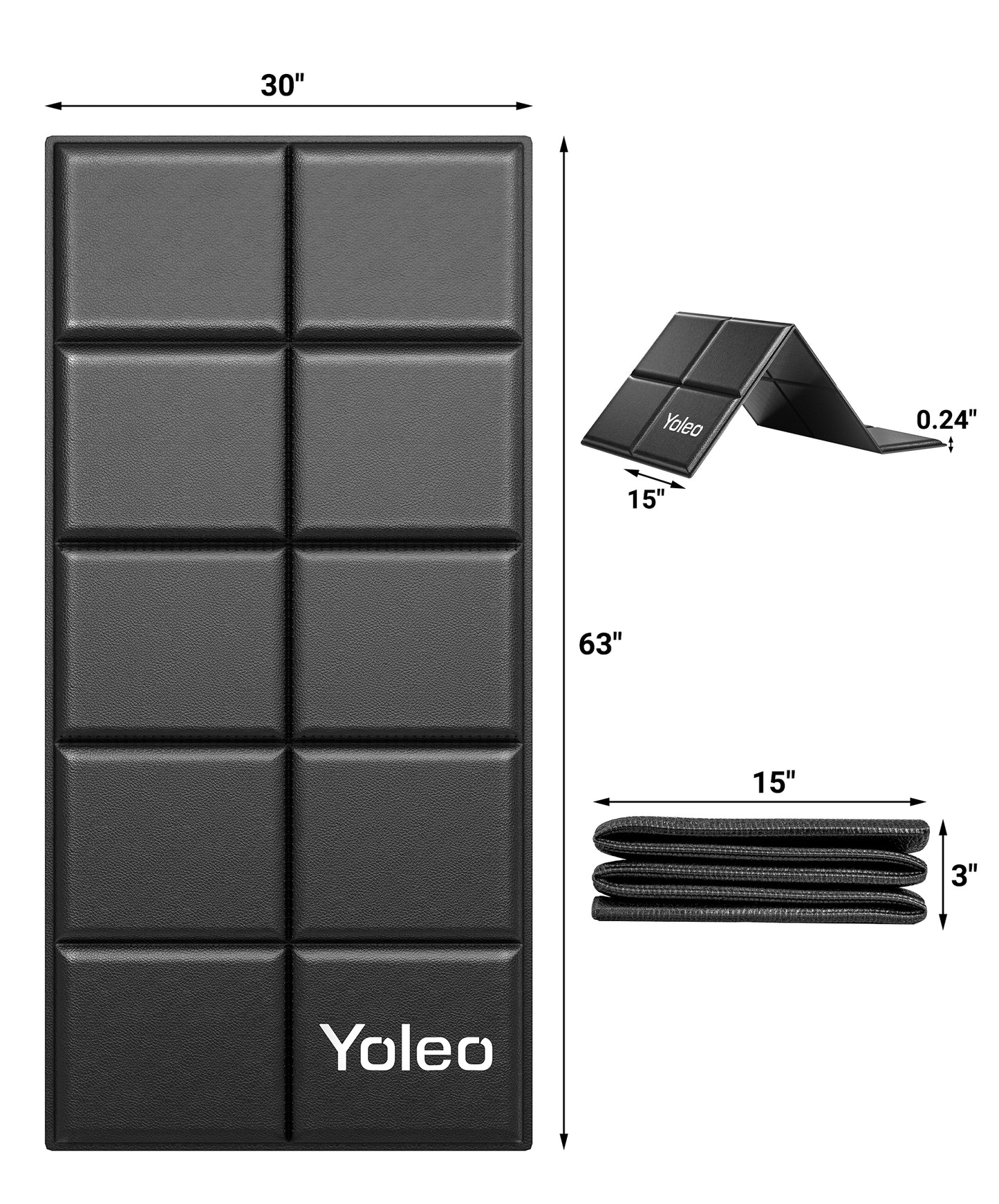 YOLEO Treadmill Mat Walking Pad Mat for Carpet, 63"x30" Foldable Exercise Equipment Mats - 1/4" Thick Non-Slip, Shock Absorbing, Hardwood Floor Protection for Exercise Bike/Weight Bench/Treadmill/Yoga
