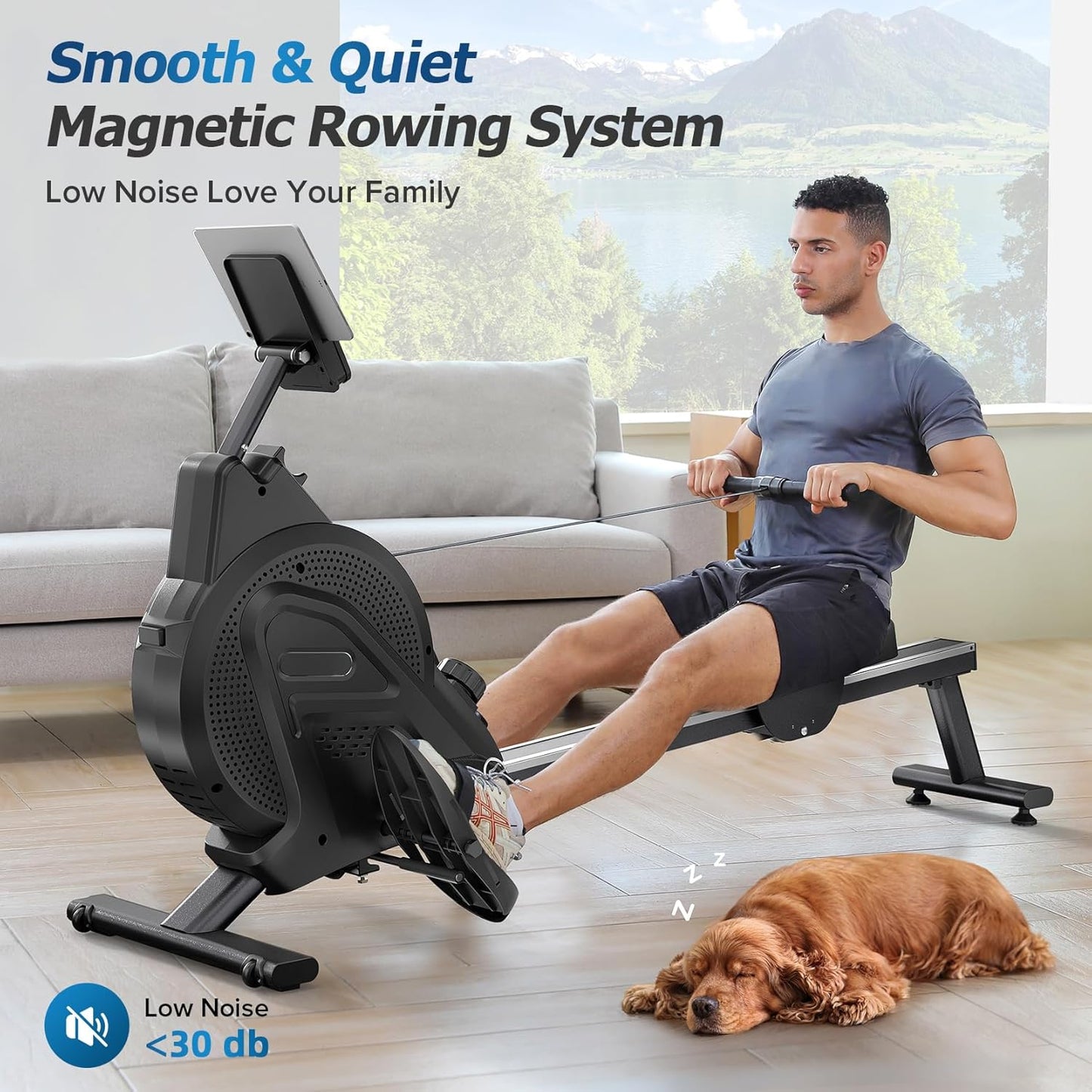 YOLEO Magnetic Rowing Machine, 15 Resistance Levels,Aluminium Slide