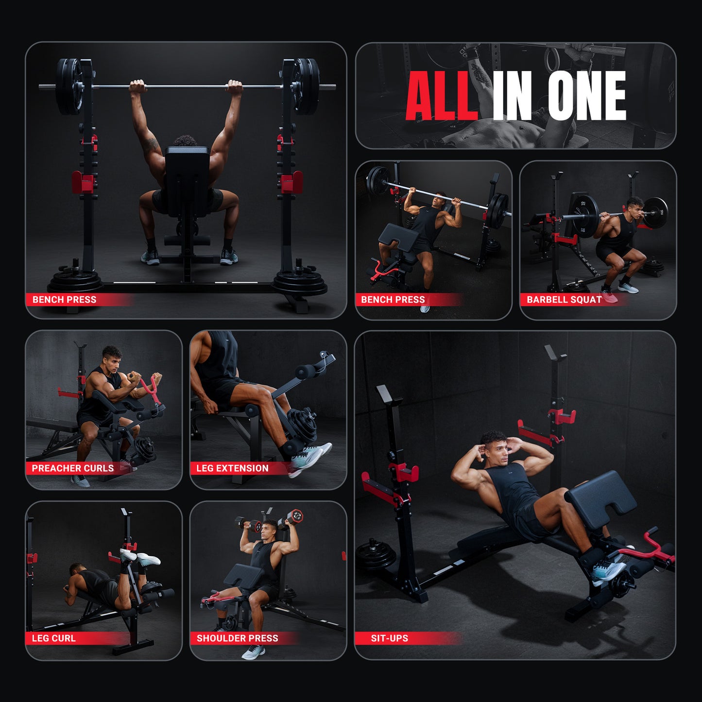YOLEO Olympic Weight Bench Set, Heavy Duty Bench Press Rack for Home Gym