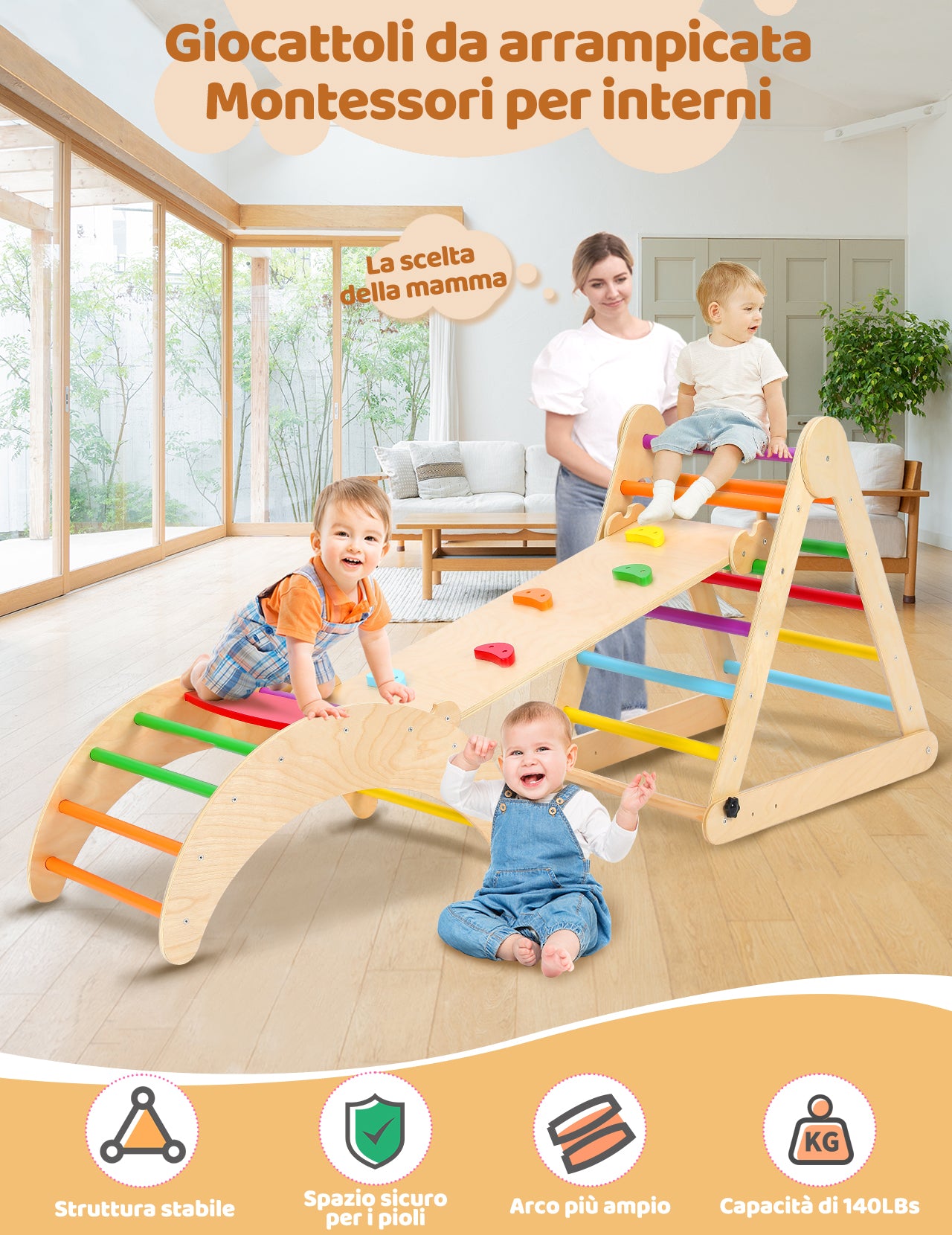 YOLEO Arrampicata per Bambini Triangolo di Arrampicata Pieghevole con Scivolo ad Arco