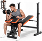 Click to see full view YOLEO 6-in-1 Weight Bench Set, 880LBS Adjustable Bench with Rack & Curl Pad