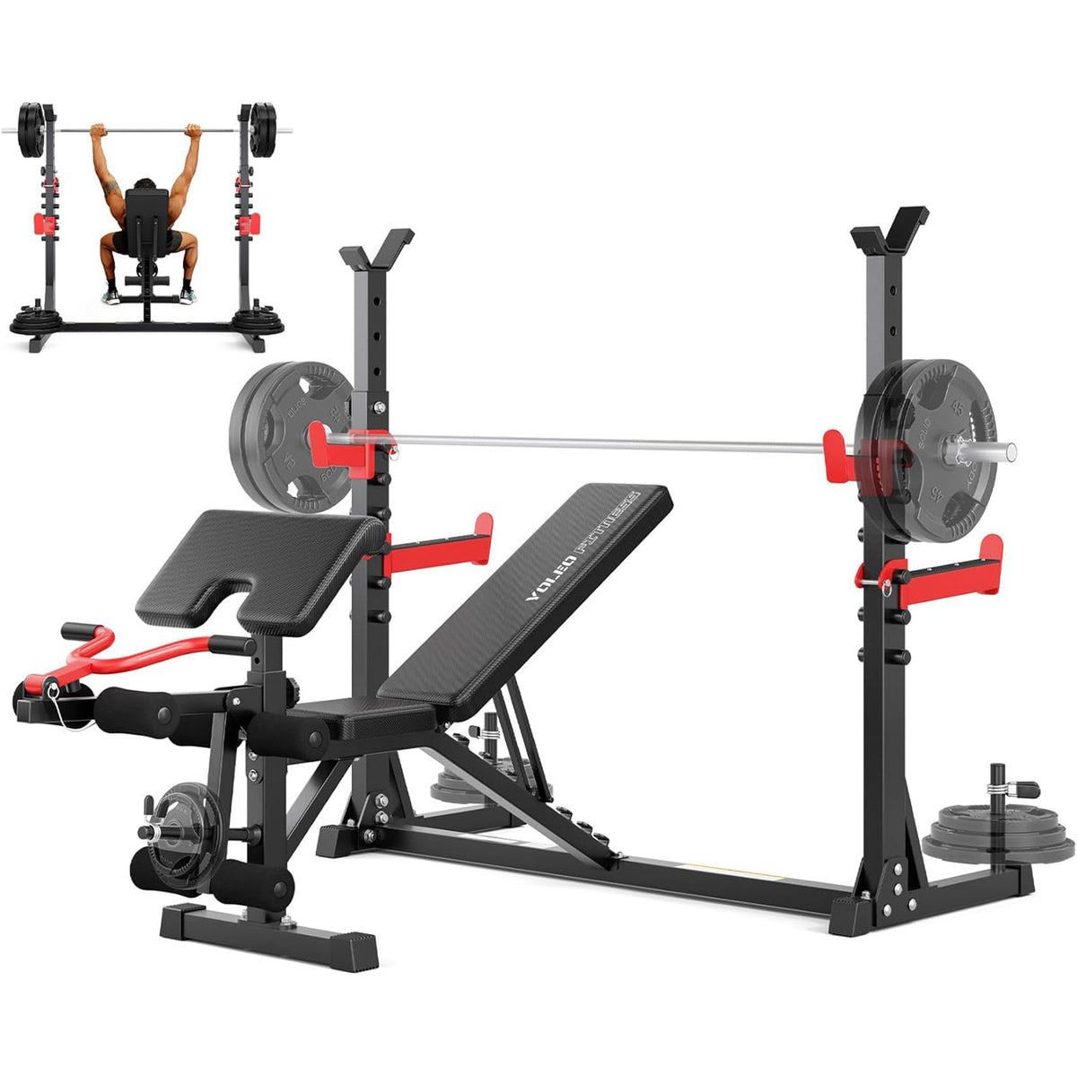 YOLEO Olympic Weight Bench Set, Heavy Duty Bench Press Rack for Home Gym