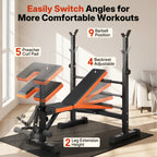 YOLEO 6 in 1 Adjustable & Foldable Weight Bench Set for Bench Press