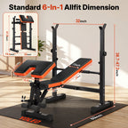 YOLEO 6 in 1 Adjustable & Foldable Weight Bench Set for Bench Press
