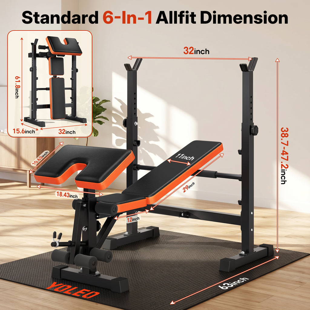 YOLEO Olympic Weight Bench Set, Heavy Duty Bench Press Rack for Home G ...