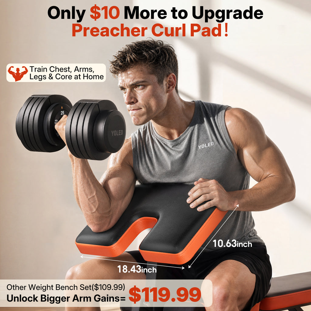 YOLEO 6 in 1 Adjustable & Foldable Weight Bench Set for Bench Press