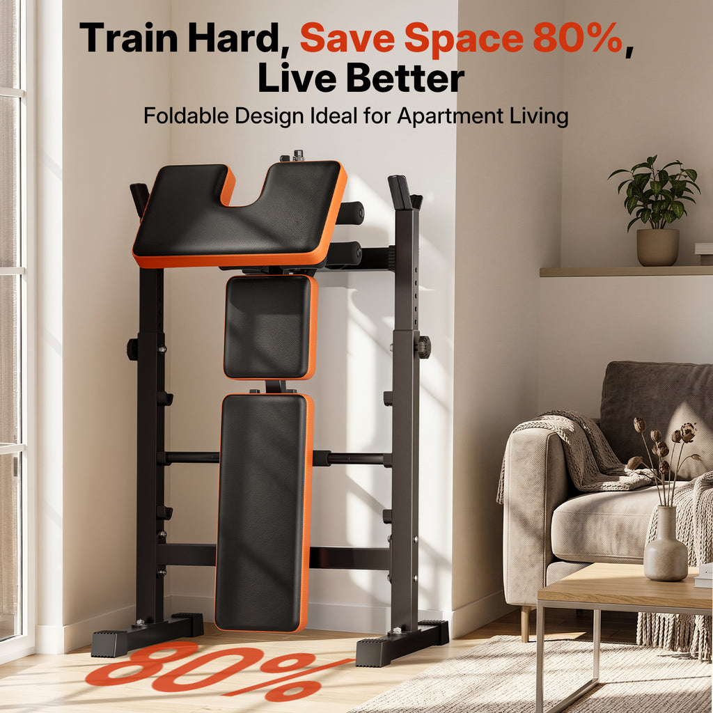 YOLEO 6 in 1 Adjustable & Foldable Weight Bench Set for Bench Press