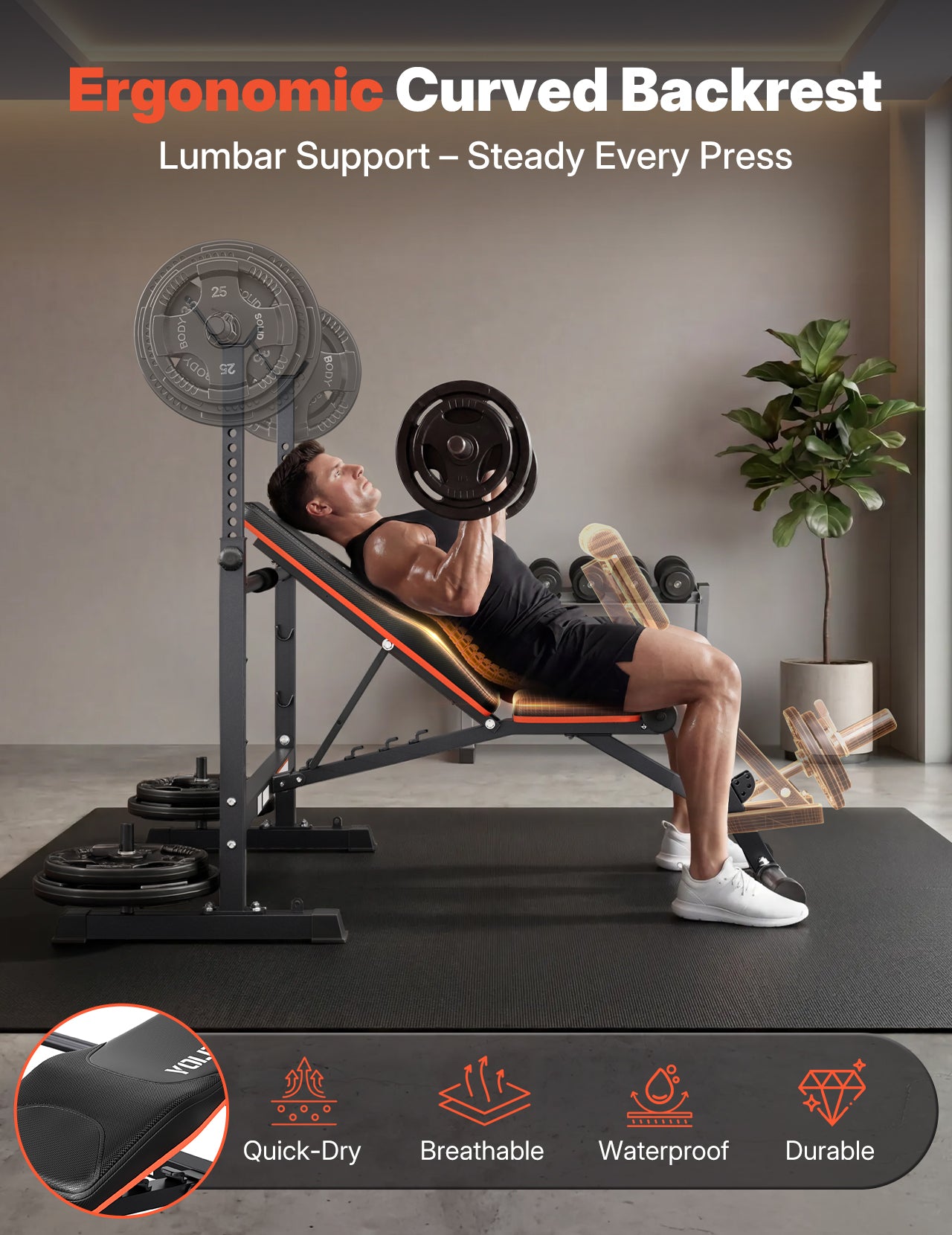 YOLEO Olympic Weight Bench, Adjustable Bench Press Rack, Foldable 1870LB