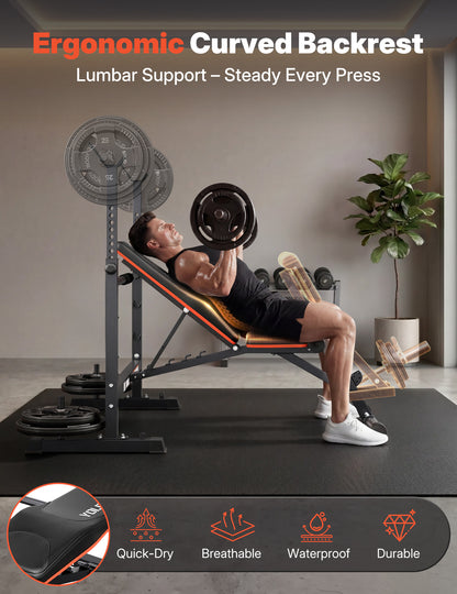 YOLEO Olympic Weight Bench, Adjustable Bench Press Rack, Foldable 1870LB