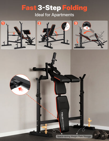 YOLEO Olympic Weight Bench, Adjustable Bench Press Rack, Foldable 1870LB