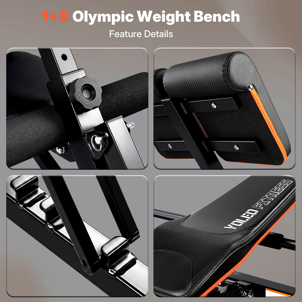 YOLEO Olympic Weight Bench,Adjustable Bench Press Rack for Fullbody Workout