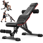 YOLEO Adjustable Weight Bench with Bench Press Stand, Foldable Workout Bench with Extended Head/Elbow Pad(for Users up to 7')