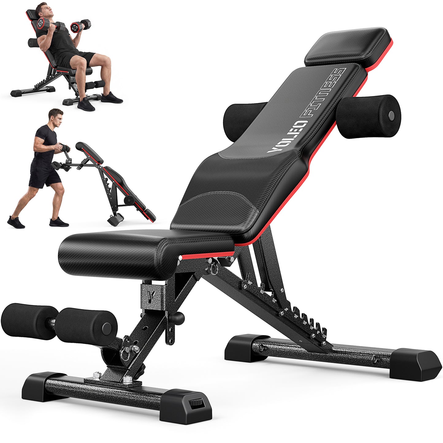 YOLEO Adjustable Weight Bench with Bench Press Stand, Foldable Workout Bench with Extended Head/Elbow Pad(for Users up to 7')