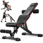 YOLEO Adjustable Weight Bench with Bench Press Stand, Foldable Workout Bench with Extended Head/Elbow Pad(for Users up to 7')
