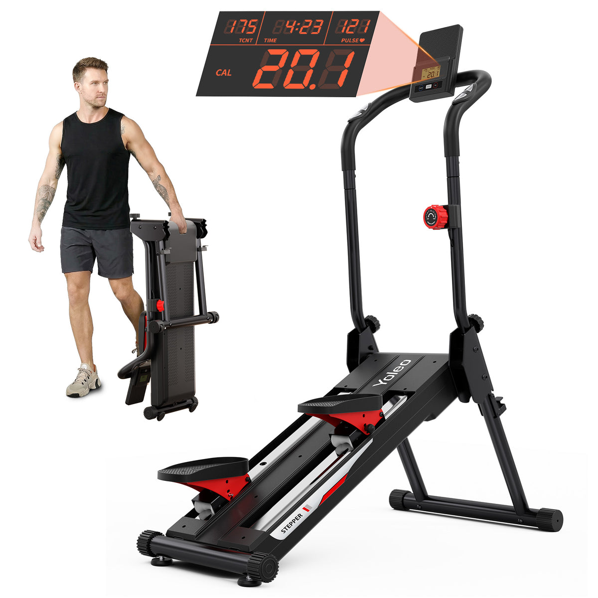 YOLEO Adjustable Resistance Stair Stepper, 3-Mode Folding Stairmaster,660LB