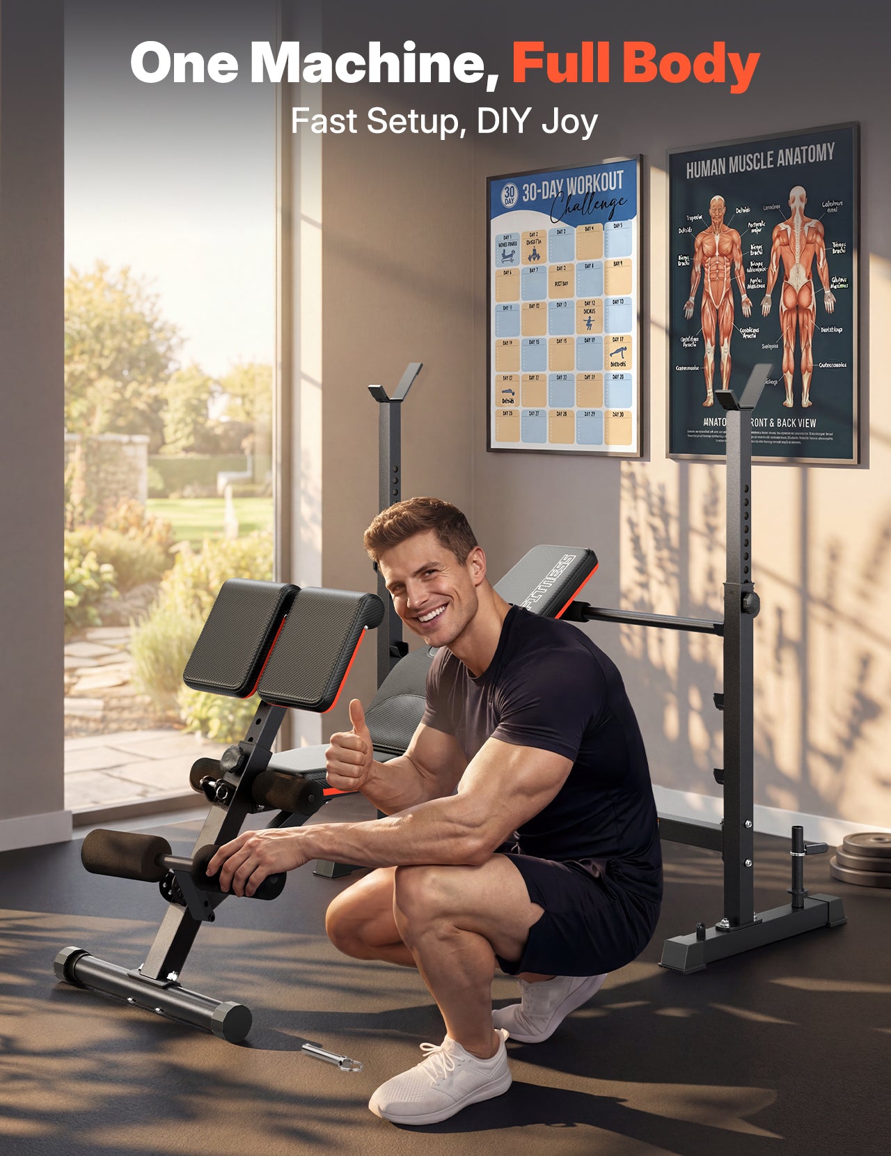 YOLEO Olympic Weight Bench, Adjustable Bench Press Rack, Foldable 1870LB