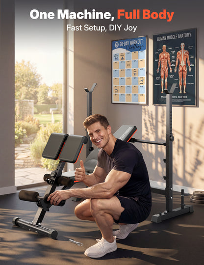 YOLEO Olympic Weight Bench, Adjustable Bench Press Rack, Foldable 1870LB
