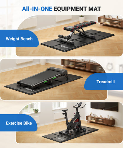 YOLEO Treadmill Mat Walking Pad Mat for Carpet, 63"x30" Foldable Exercise Equipment Mats - 1/4" Thick Non-Slip, Shock Absorbing, Hardwood Floor Protection for Exercise Bike/Weight Bench/Treadmill/Yoga