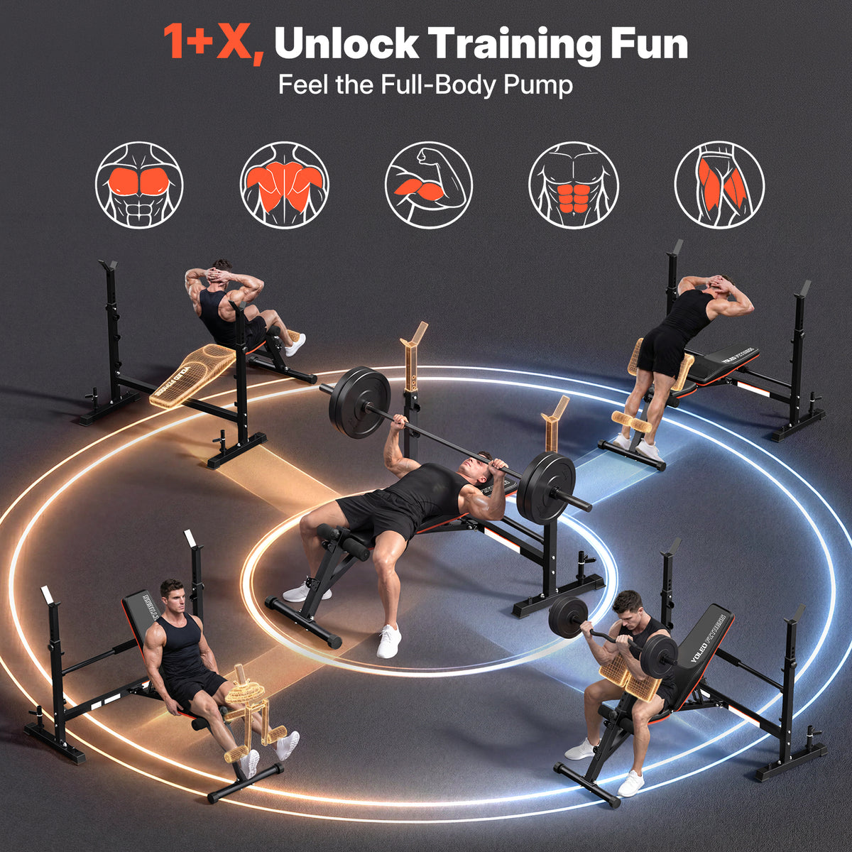 YOLEO Olympic Weight Bench,Adjustable Bench Press Rack for Fullbody Workout