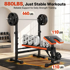 YOLEO 6 in 1 Adjustable & Foldable Weight Bench Set for Bench Press