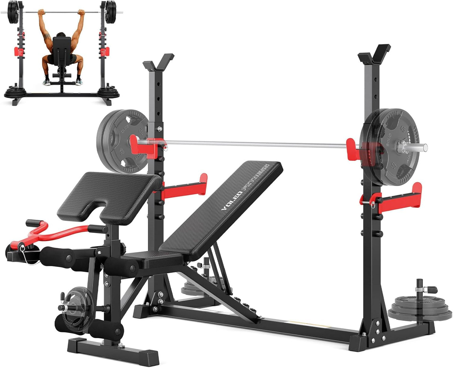 YOLEO Olympic Weight Bench Set, Heavy Duty Bench Press Rack for Home Gym