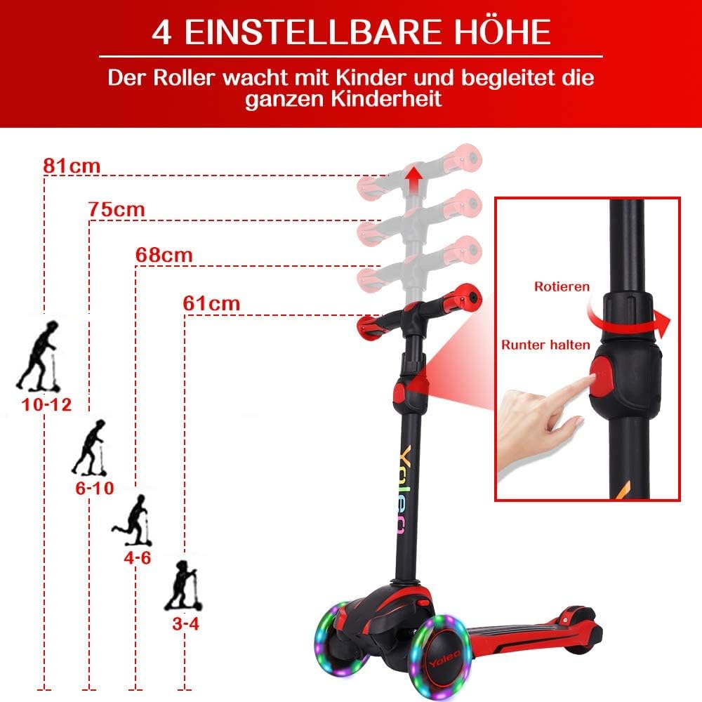 YOLEO Children's Scooter for 3-12 Years
