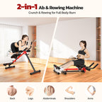 Yoleo 2 in 1 Ab & Rowing Machines for Home, Foldable Ab Workout Equipment, Ab Trainer Machine for Stomach Workout, Ab Crunch Machine with Foam Support,7-Length Adjustable Ab Machine for Home Exercise
