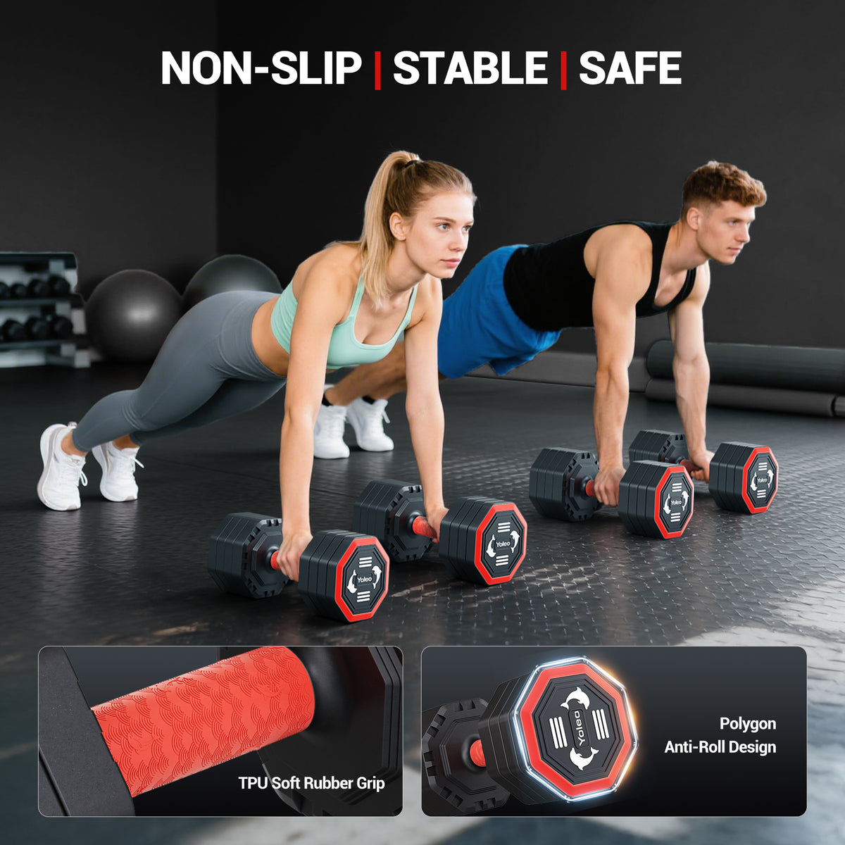 Yoleo Adjustable Dumbbell Set, Weights Dumbbells Set at Home Workout Equipment, 4 in 1 Each Premium Tai Chi-Style Rotary Mounting Adjustable 10/15/20/25 lb dumbbells, with TPU Soft Rubber Handle Suitable Men/Women Updated 2.0💫