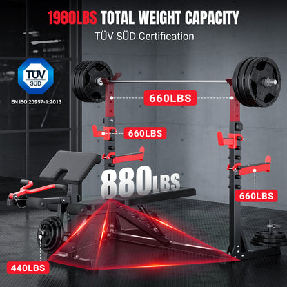 YOLEO Olympic Weight Bench Set, Heavy Duty Bench Press Rack for Home Gym