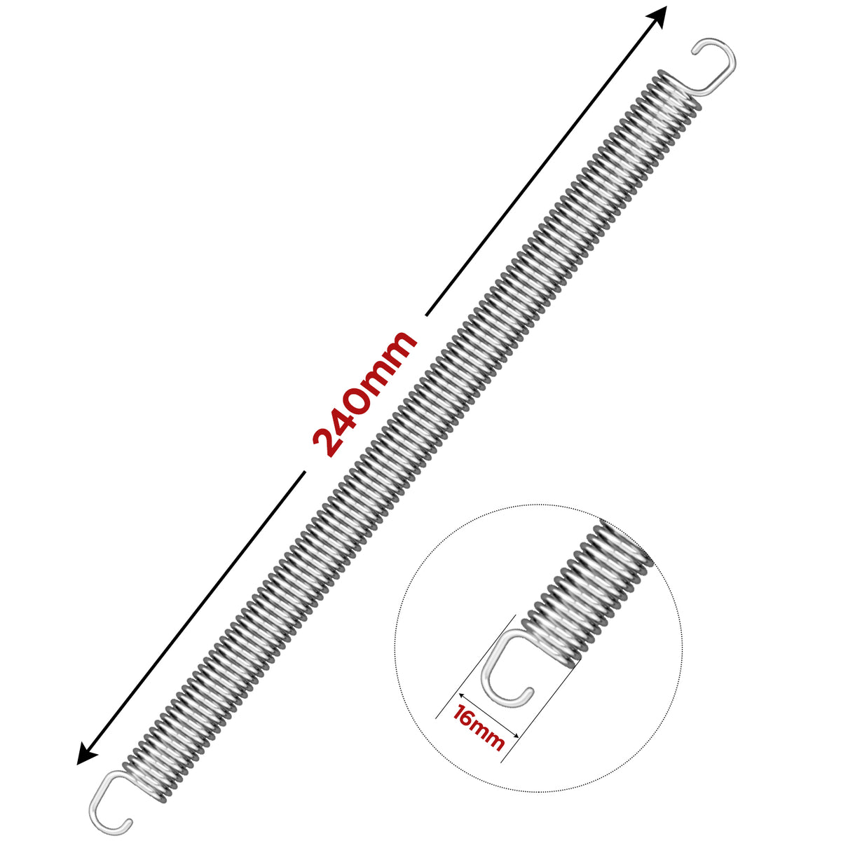 Yoleo Stair Stepper Replacement Springs, Length 9.4", Set of 3, Dual Hook