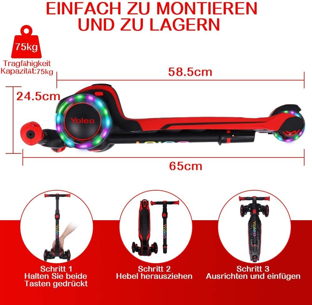 YOLEO Children's Scooter for 3-12 Years