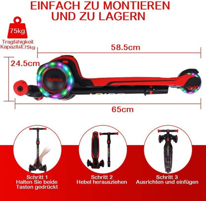 YOLEO Children's Scooter for 3-12 Years