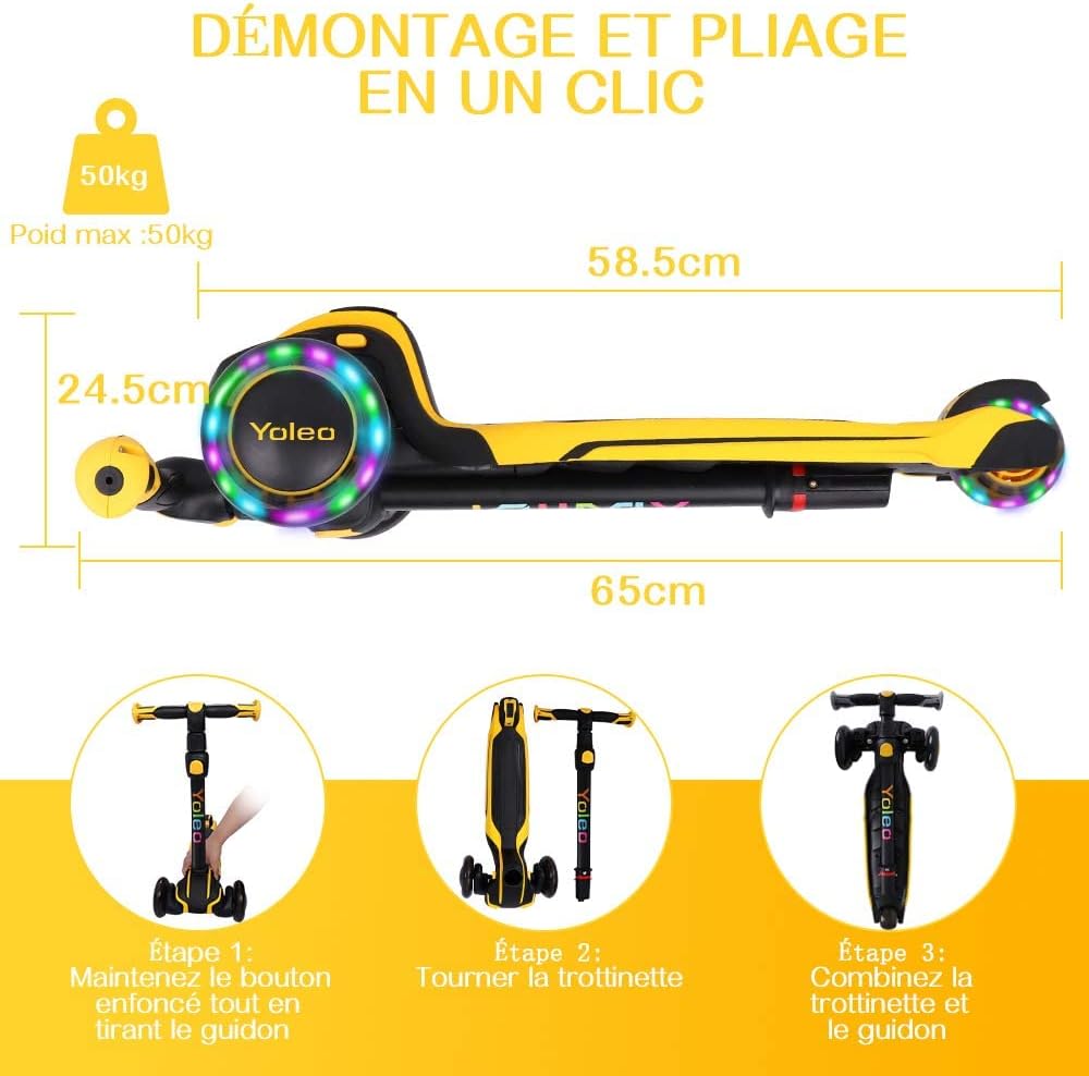 YOLEO Children's Scooter for 3-12 Years