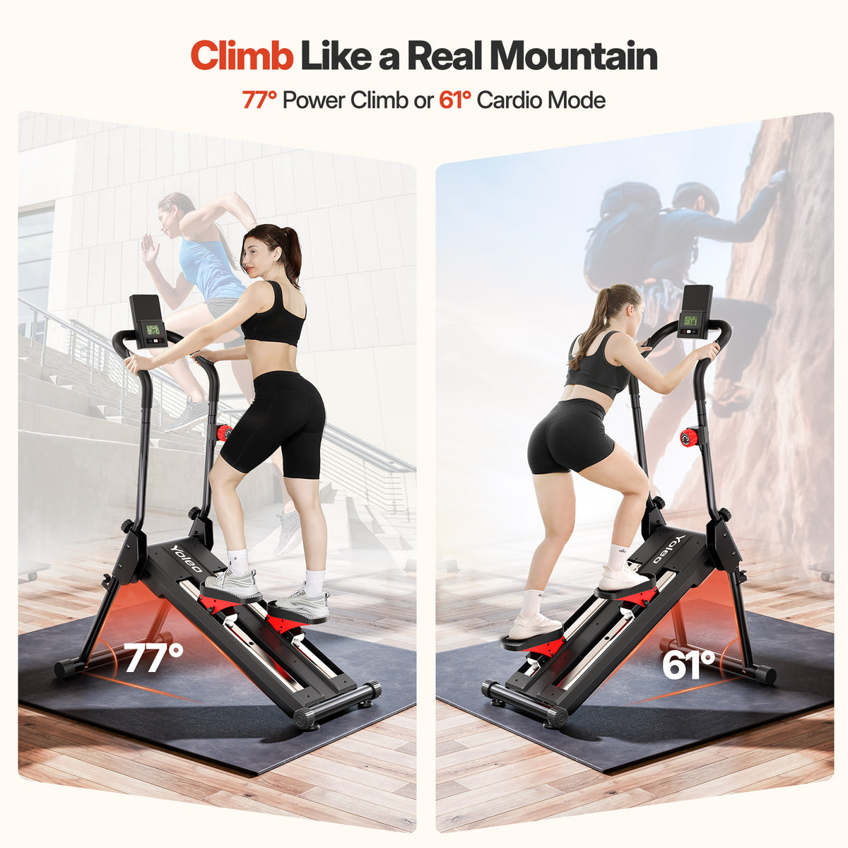 YOLEO Adjustable Resistance Stair Stepper, 3-Mode Folding Stairmaster,660LB