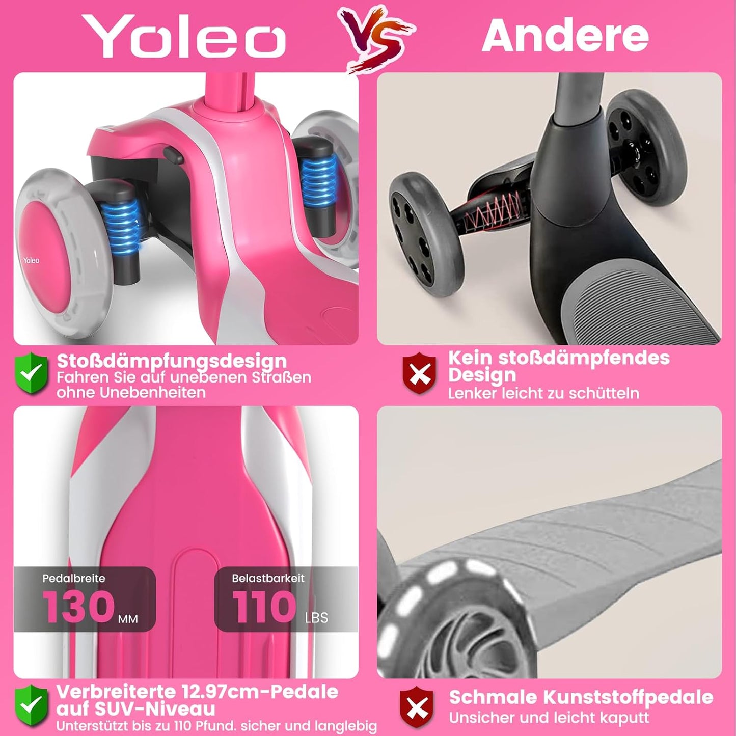 YOLEO Children's Scooter for 3-12 Years