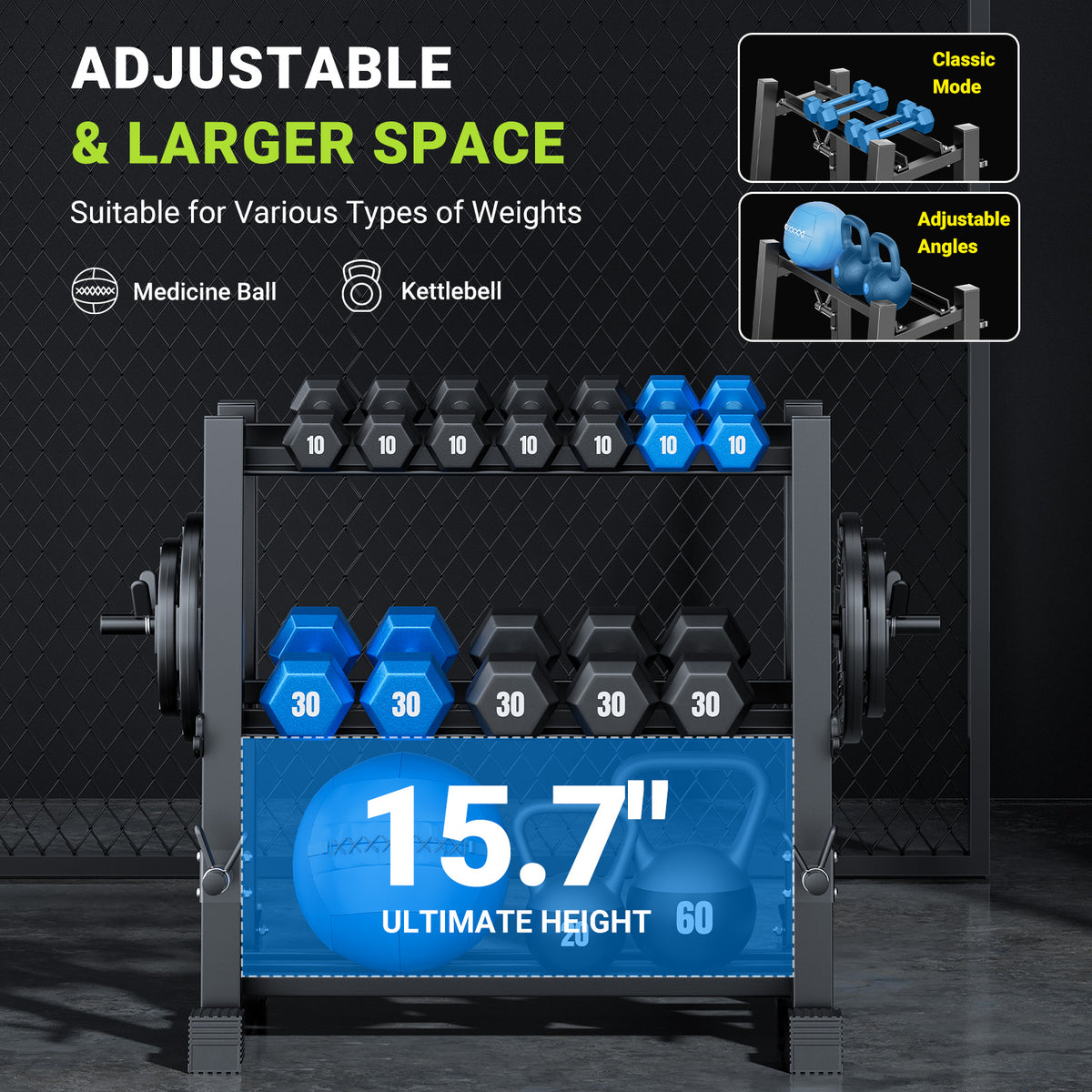 OLEO Adjustable 3-Tier Dumbbell Rack Stand Only