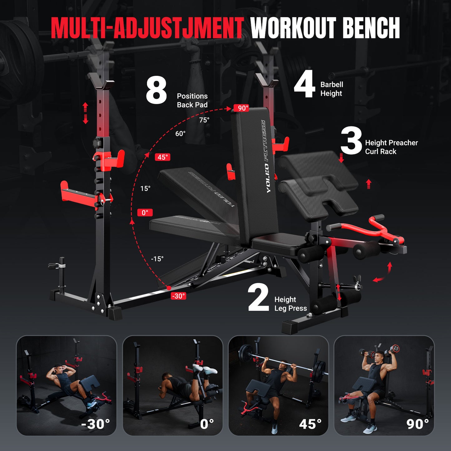 YOLEO Olympic Weight Bench Set, Heavy Duty Bench Press Rack for Home Gym