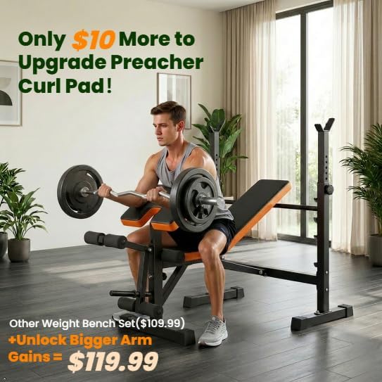 YOLEO Olympic Weight Bench Set, Heavy Duty Bench Press Rack for Home Gym