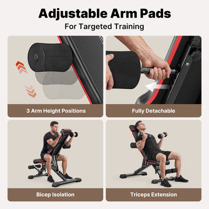 YOLEO Adjustable Weight Bench with Bench Press Stand, Foldable Workout Bench with Extended Head/Elbow Pad(for Users up to 7')